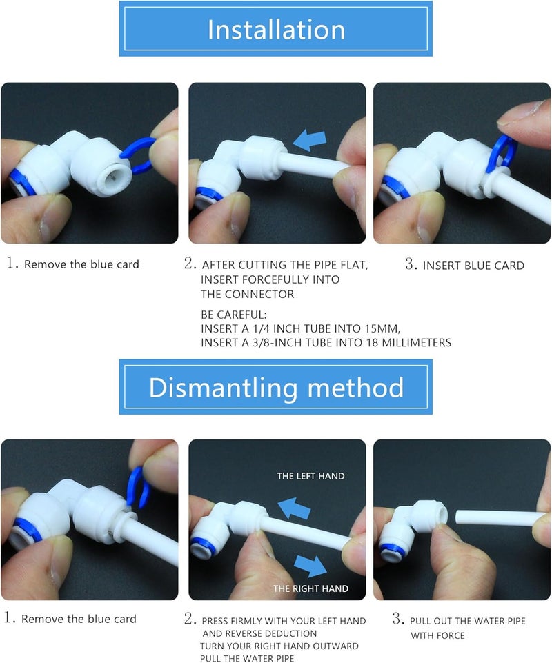 AimatRun Water purifier adapter, 1/4 * 3/8 "FPT quick bend pipe, outer diameter 1/4 turn 3/8 inch quick push plastic pipe joint, suitable for reverse osmosis filtration RODI system 5PCS - Image 5